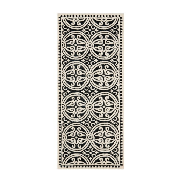 Vlnený koberec Marina 76x243 cm, černý