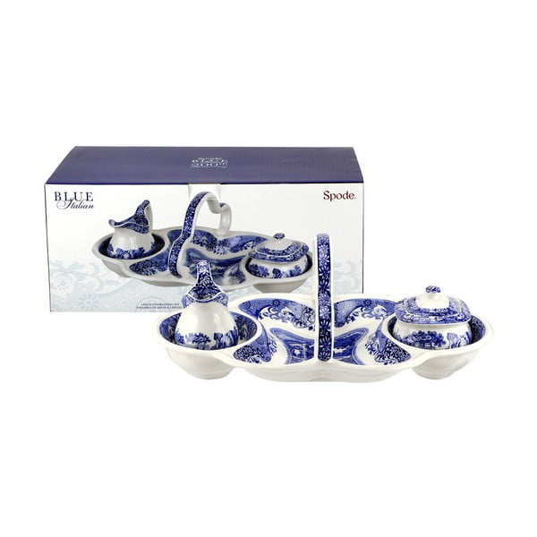 Bielo-modrá porcelánová sada na čaj Spode Blue Italian