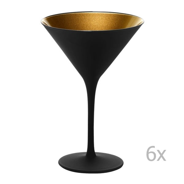 Sada 6 čierno-zlatých pohárov na koktaily Stölzle Lausitz Olympic Cocktail, 240 ml