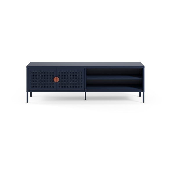 Tmavomodrý kovový TV stolík 160x50x35 cm Sayla – Marckeric