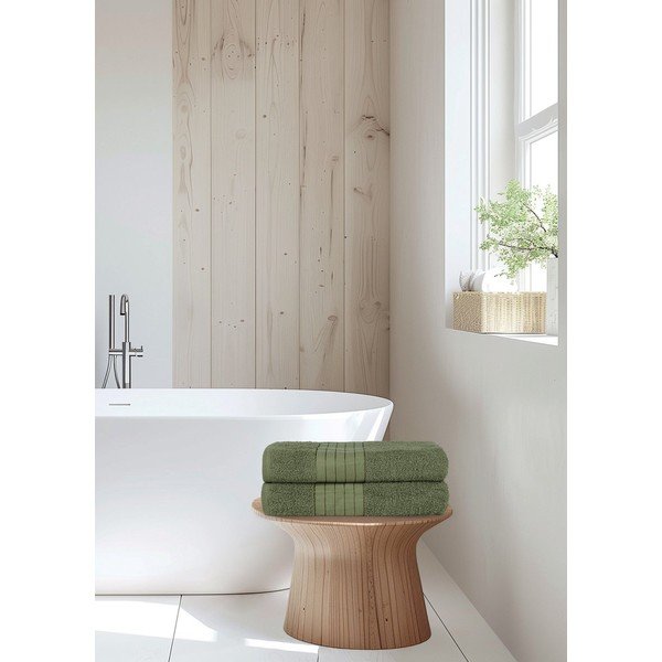 Tmavozelené froté bavlnené osušky v súprave 2 ks 70x140 cm – Good Morning-image-1