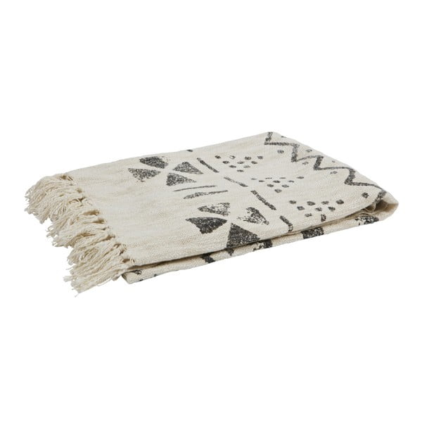 Sivobiely pléd z čistej bavlny De Eekhoorn Stamp, 130 × 170 cm