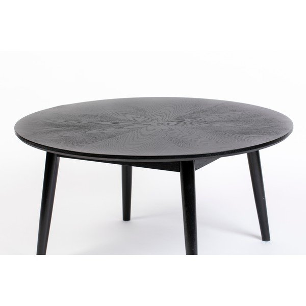 Čierny okrúhly konferenčný stolík v dekore duba ø 80 cm Fabio – White Label-image-3