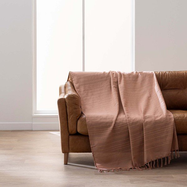 Bavlnený pléd v terakotovej farbe 125x150 cm Lilia – douceur d'intérieur-image-3