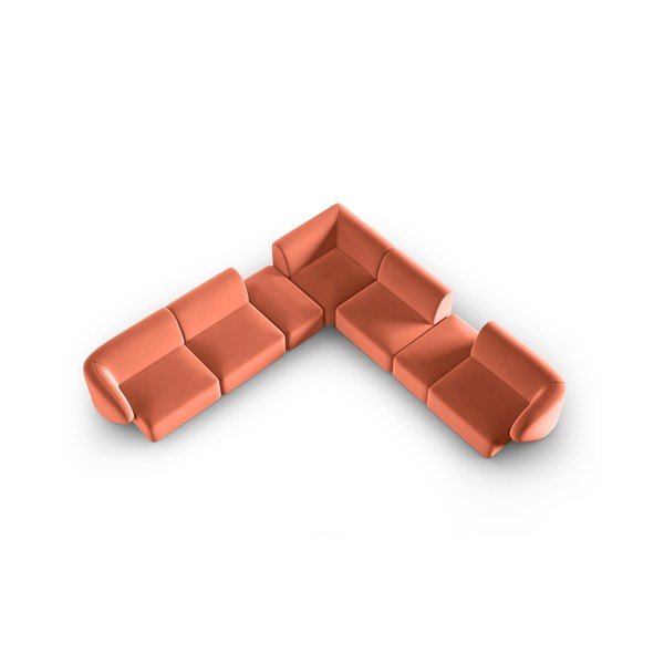 Ružová zamatová rohová pohovka Paolo – Milo Casa-image-1