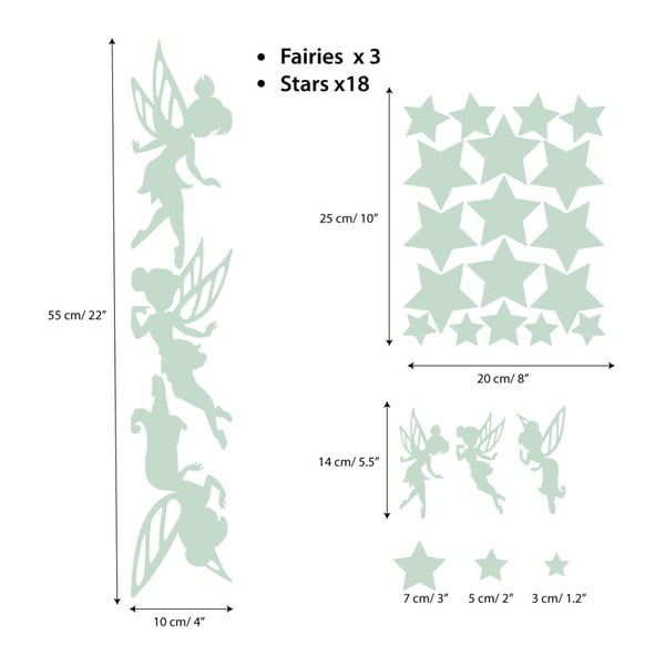 Sada nástenných detských svietiacich samolepiek Ambiance Fairies and Stars-image-2