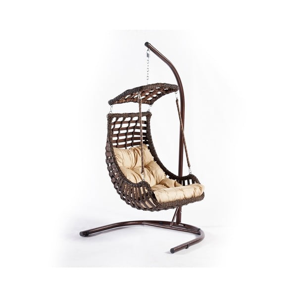 Hnedé ratanové závesné záhradné kreslo Alacati – Floriane Garden-image-2