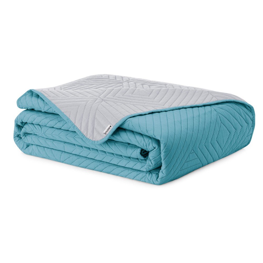 E-shop Modrý/svetlosivý prešívaný pléd z mikrovlákna 220x240 cm Softa – Restilo