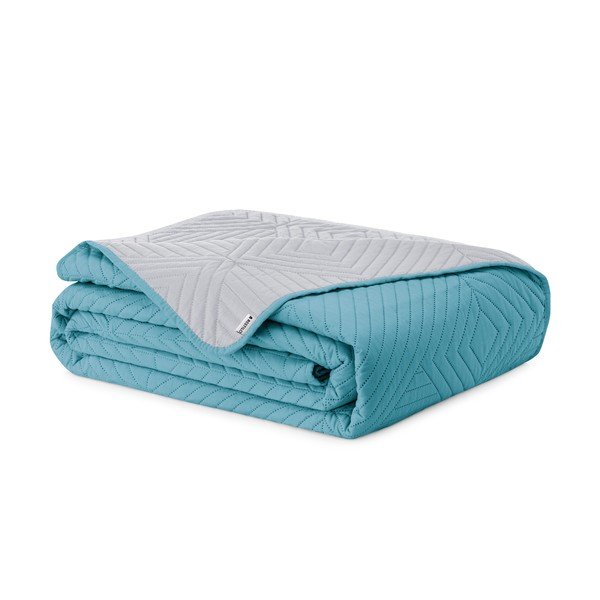 Modrý/svetlosivý prešívaný pléd z mikrovlákna 220x240 cm Softa – Restilo