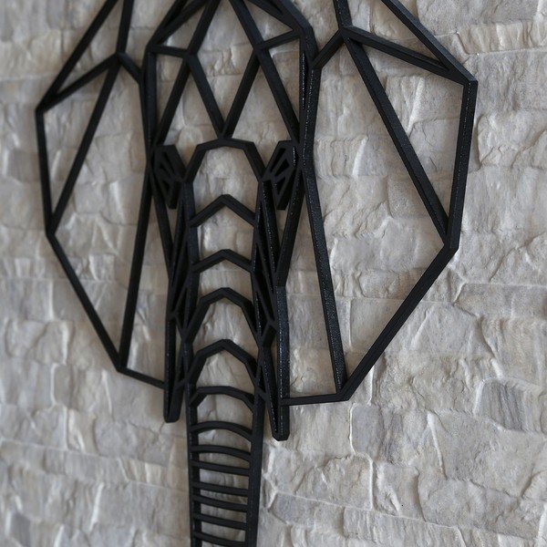 Čierna nástenná dekorácia Elephant, 39 × 65 cm-image-1