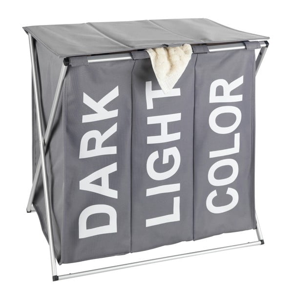 Sivý trojitý kôš na bielizeň Wenko Trio, 118 l-image-1