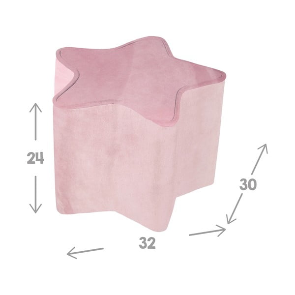 Svetloružový zamatový detský puf Lil Sofa – Roba-image-2