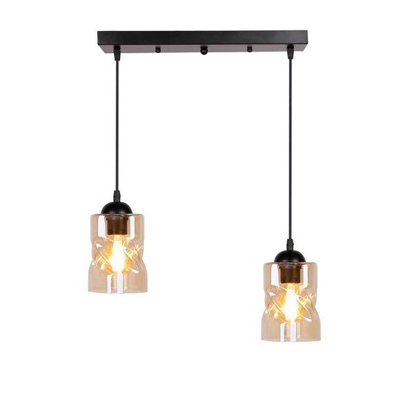 Čierne závesné svietidlo so skleneným tienidlom 10x44 cm Felis - Candellux Lighting-image-4