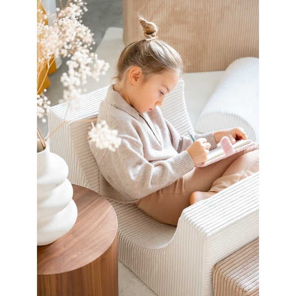 Krémovobiele menčestrové penové ihrisko 75x49x37 cm Rainbow Montessori – Wigiwama-image-1