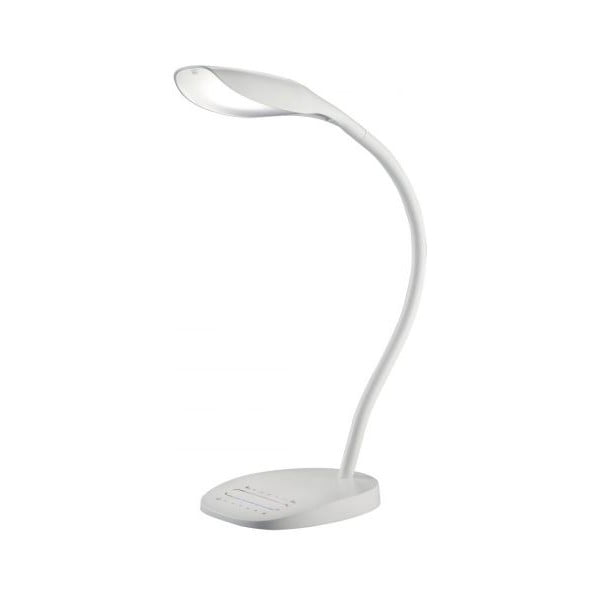 Biela stolová LED lampa Trio Swan, výška 48 cm