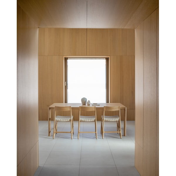 Jedálenská stolička z masívneho dubového dreva s bielym sedadlom Gazzda Fawn-image-4