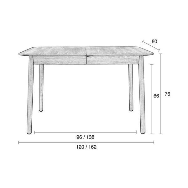 Čierny rozkladací jedálenský stôl Zuiver Glimpse, 120 x 80 cm-image-3
