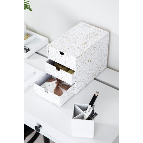 Zásuvkový box s 3 zásuvkami v zlato-bielej farbe Bigso Box of Sweden Ingrid-image-1