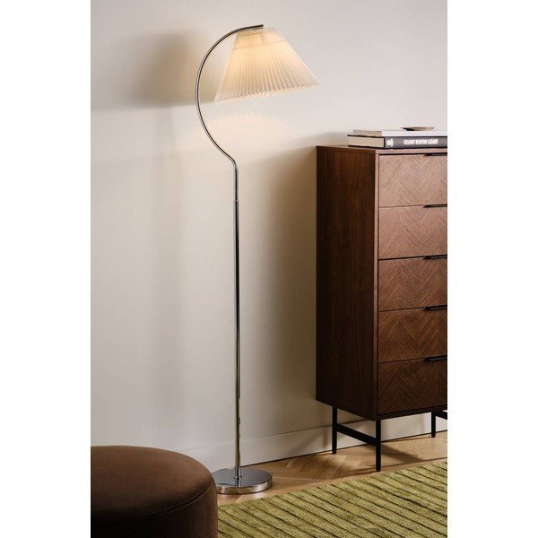 Biela/v lesklej striebornej farbe látková stojacia lampa (výška  165 cm) Celie – Jotex-image-1