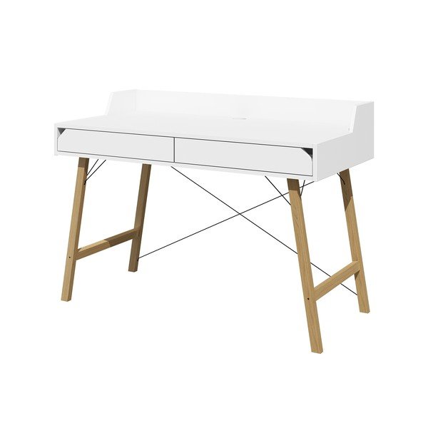 Biely písací stôl Lotta BELLAMY, šírka 132 cm-image-1