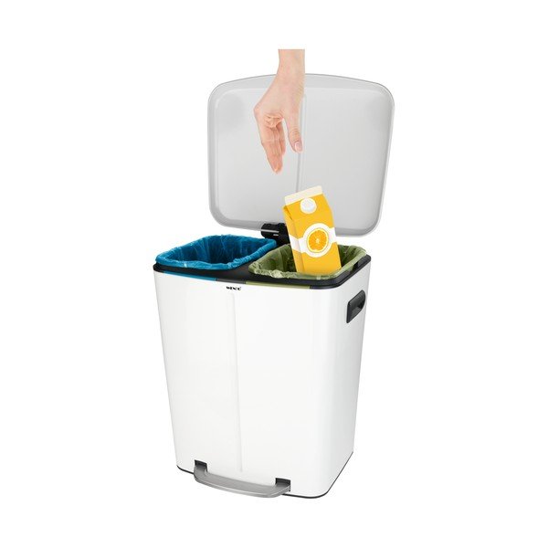 Dvojitý biely pedálový odpadkový kôš Wenko, 2 × 20 l-image-1