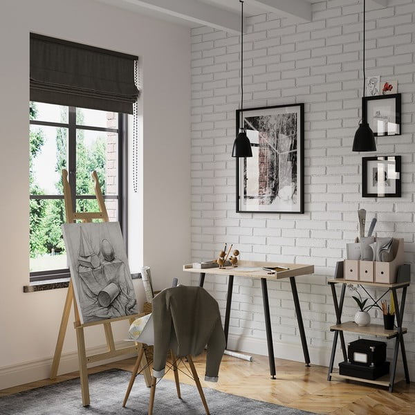 Pracovný stôl s doskou v dekore orechového dreva 30x50 cm Hexe – Homede-image-1