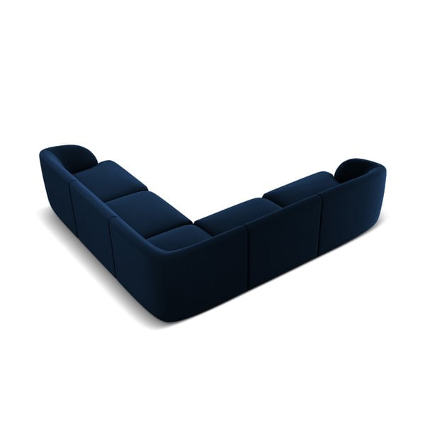 Modrá zamatová rohová pohovka Miley - Micadoni Home-image-3