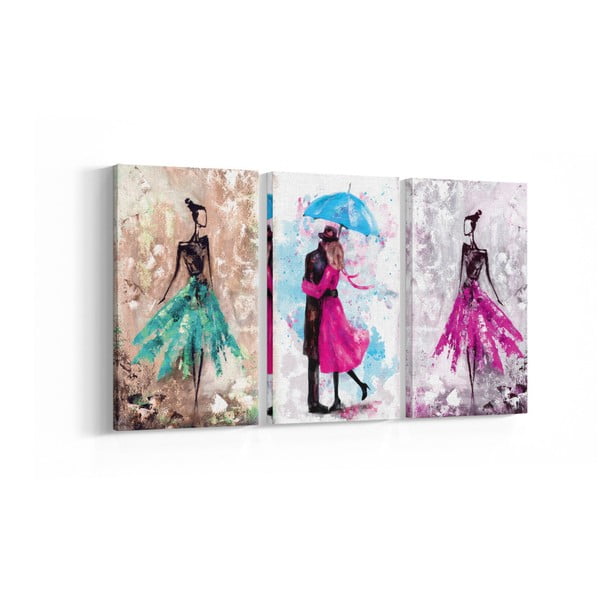 Sada 3 obrazov Rain Lovers, 30 × 60 cm