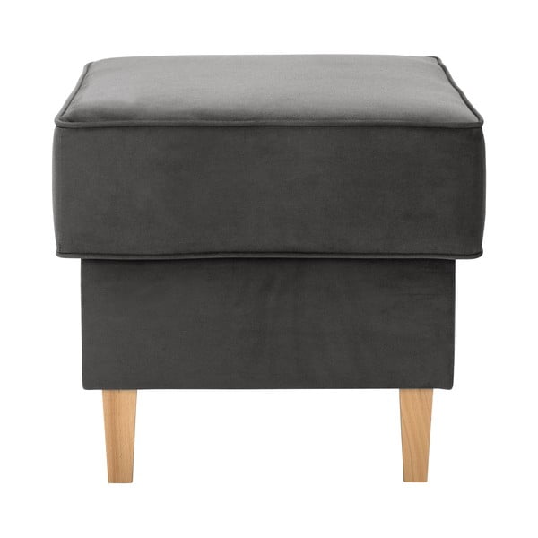 Antracitové zamatové kreslo ušiak s podnožkou Max Winzer Lorris-image-4