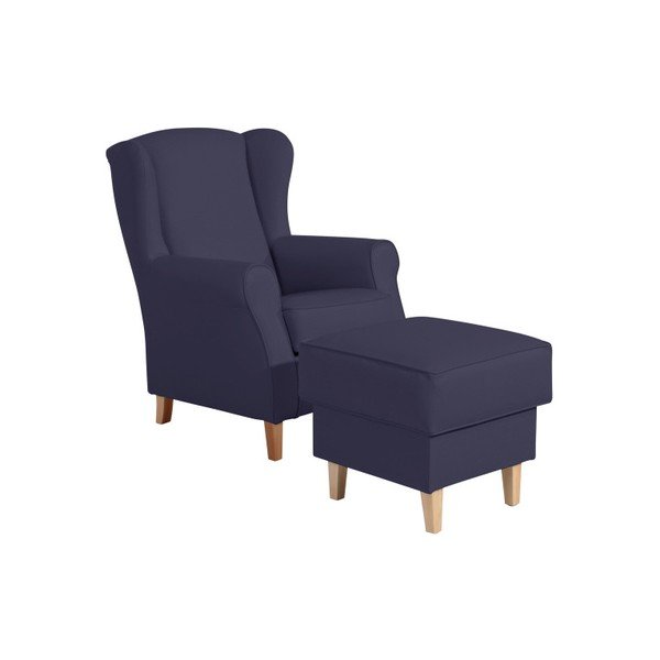 Tmavomodrá podnožka z imitácie kože Max Winzer Lorris Leather Dark Blue-image-1