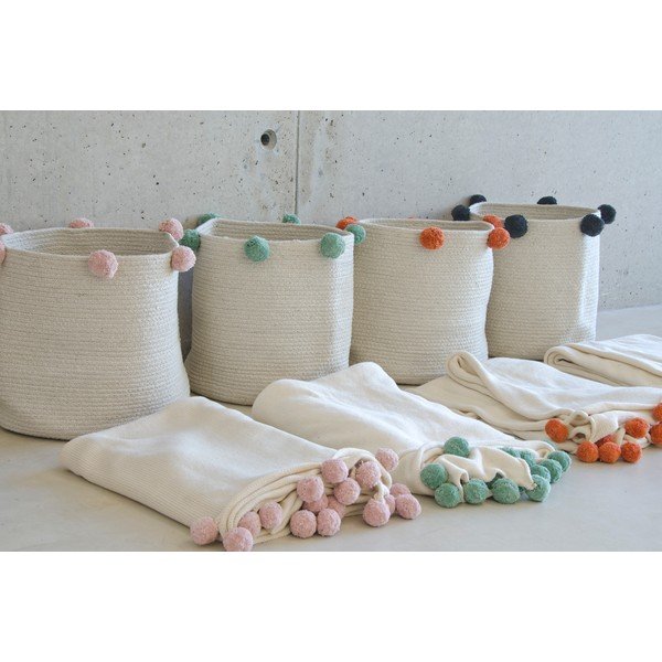 Krémový látkový detský kôš na hračky ø 30x30 cm Bubbly – Lorena Canals-image-3