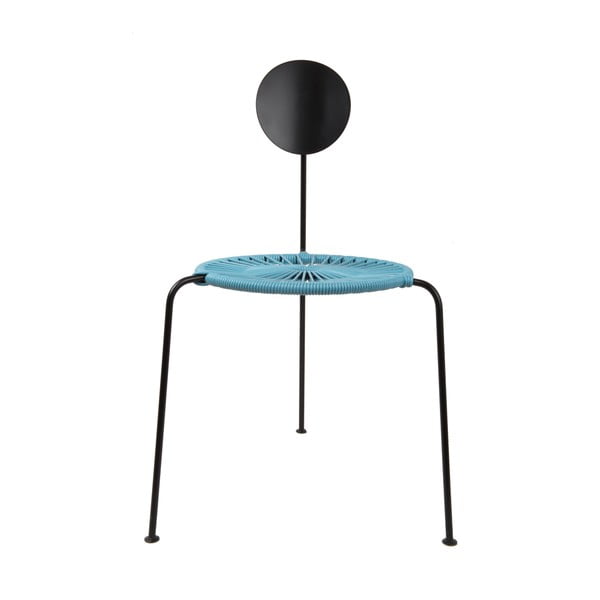 Čierna jedálenská stolička soé svetlomodrým sedákom OK Design Centro