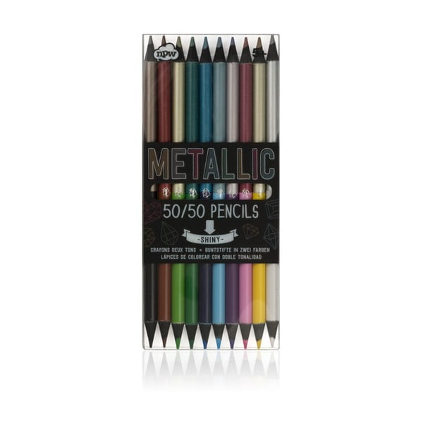 Sada 10 obojstranných pasteliek NPW Metallic Pencils
