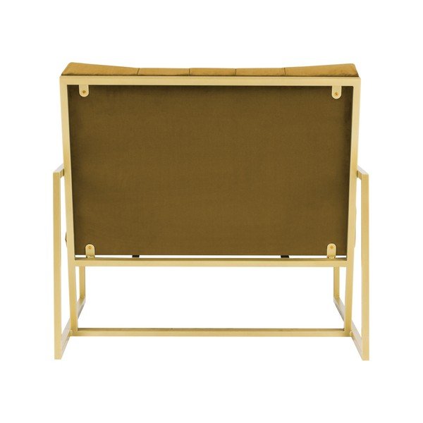 Horčicovožlté kreslo s konštrukciou v zlatej farbe Mazzini Sofas Bono-image-4