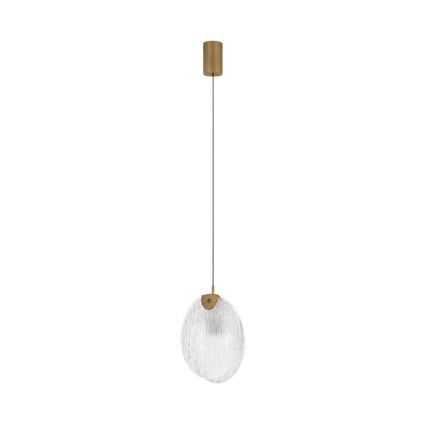 Oceľové LED závesné svietidlo v mosadznej farbe so skleneným tienidlom Shelina – Nova Luce