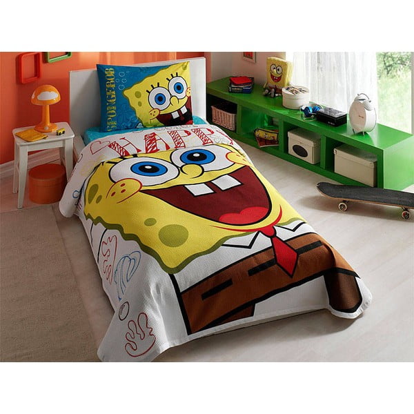 Prikrývka s vankúšom a plachtou Spongebob, 160x230 cm