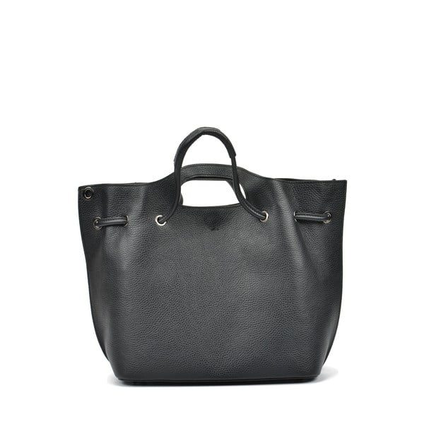 Čierna kožená kabelka Mangotti Bags Angela