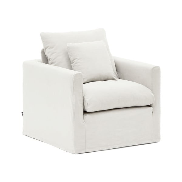 Biele ľanové kreslo Nora – Kave Home