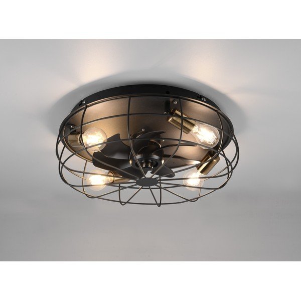 Matne čierne stropné svietidlo na diaľkové ovládanie/s ventilátorom Trondheim – Reality-image-1