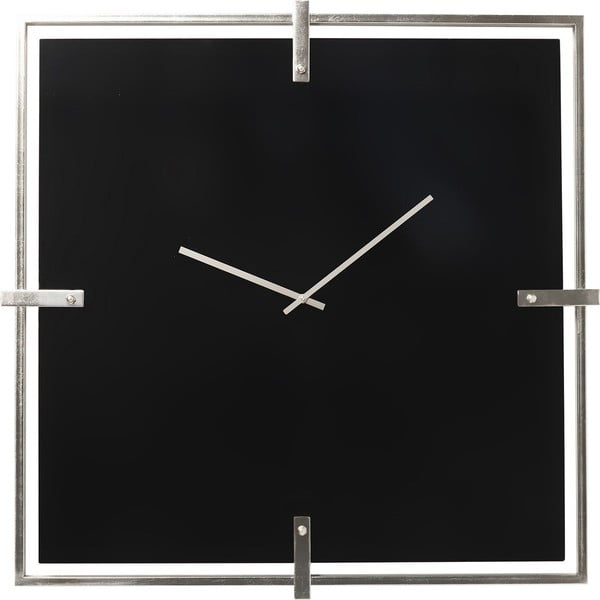 Čierne pochrómované nástenné hodiny Kare Design Black Mamba