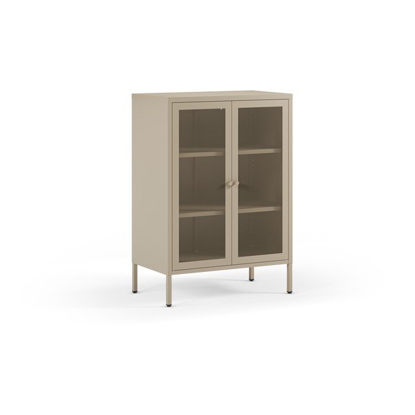 Krémovobiela kovová skrinka 70x100x40 cm Fayna – Marckeric-image-3