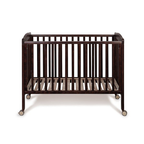 Tmavohnedá postieľka na kolieskách s polohovateľnou bočnicou YappyKids Qu, 120 × 60 cm-image-3