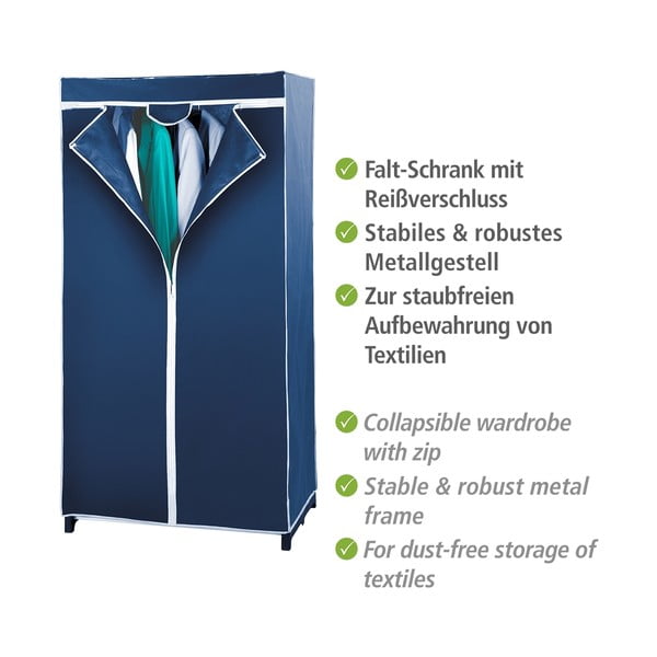 Modrá skladacia látková šatníková skriňa Wenko Air-image-2