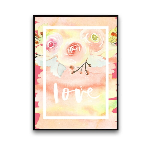 Plagát s kvetmi Love, 30 x 40 cm