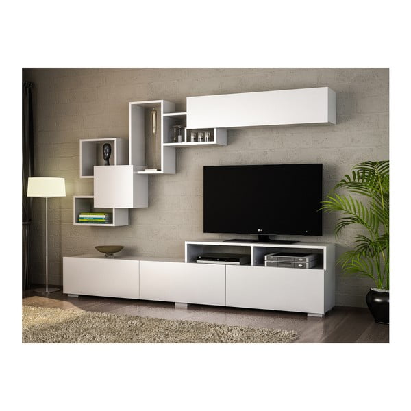 Biela TV súprava 210x47 cm Elit - Woody Fashion-image-1