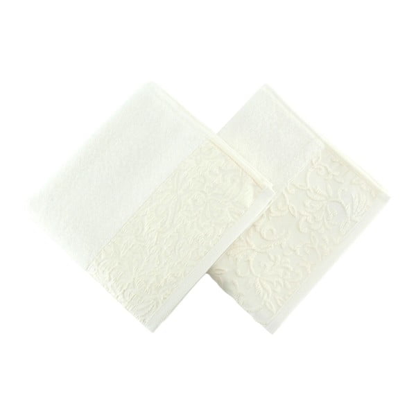 Sada dvoch bielych uterákov Empire, 90 × 50 cm