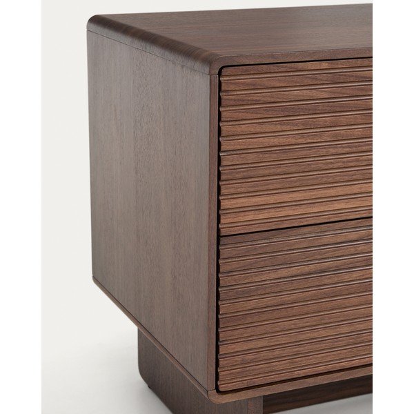 Nočný stolík v dekore orecha v tmavo prírodnej farbe Norlen – Kave Home-image-3
