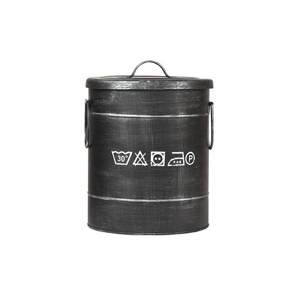 Čierny kovový kôš na špinavé prádlo LABEL51, ⌀ 26 cm