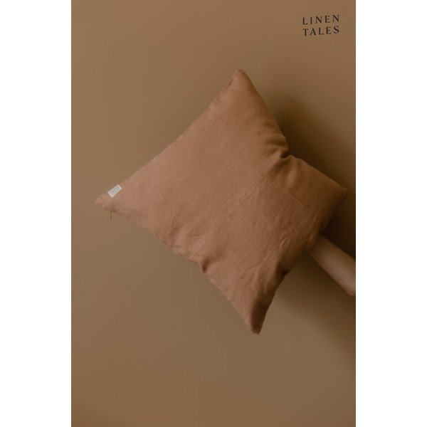 Terakotovohnedá ľanová obliečka na vankúš Linen Tales, 45 x 45 cm-image-1