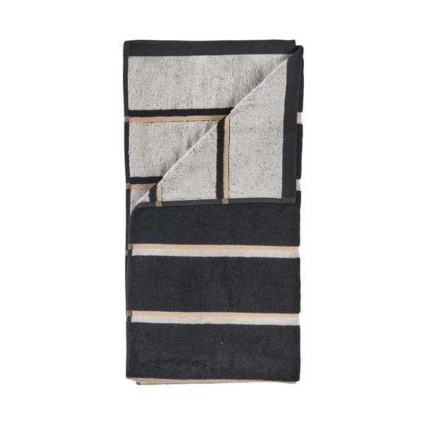 Čierna/svetlosivá bavlnená osuška 70x140 cm Sauna – Zone